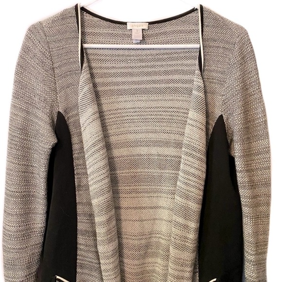 Chico’s open front gray black cardigan size 1/Med - Picture 2 of 9